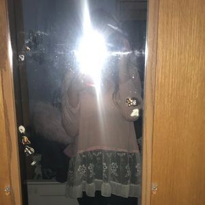 Pink long sleeve w lace